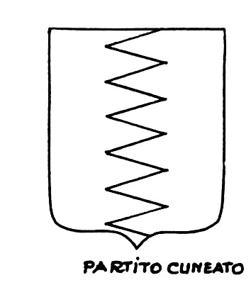 Image of the heraldic term: Partito cuneato